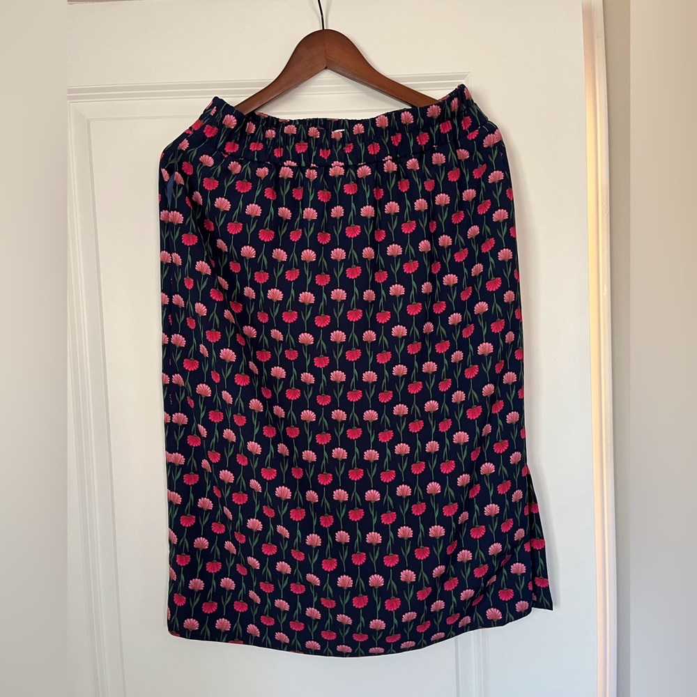 J. Crew Blue and Pink Floral Pencil Skirt